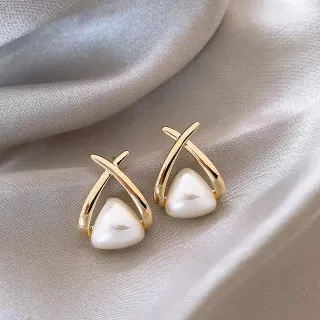 Vintage Pearl Geometric Earrings